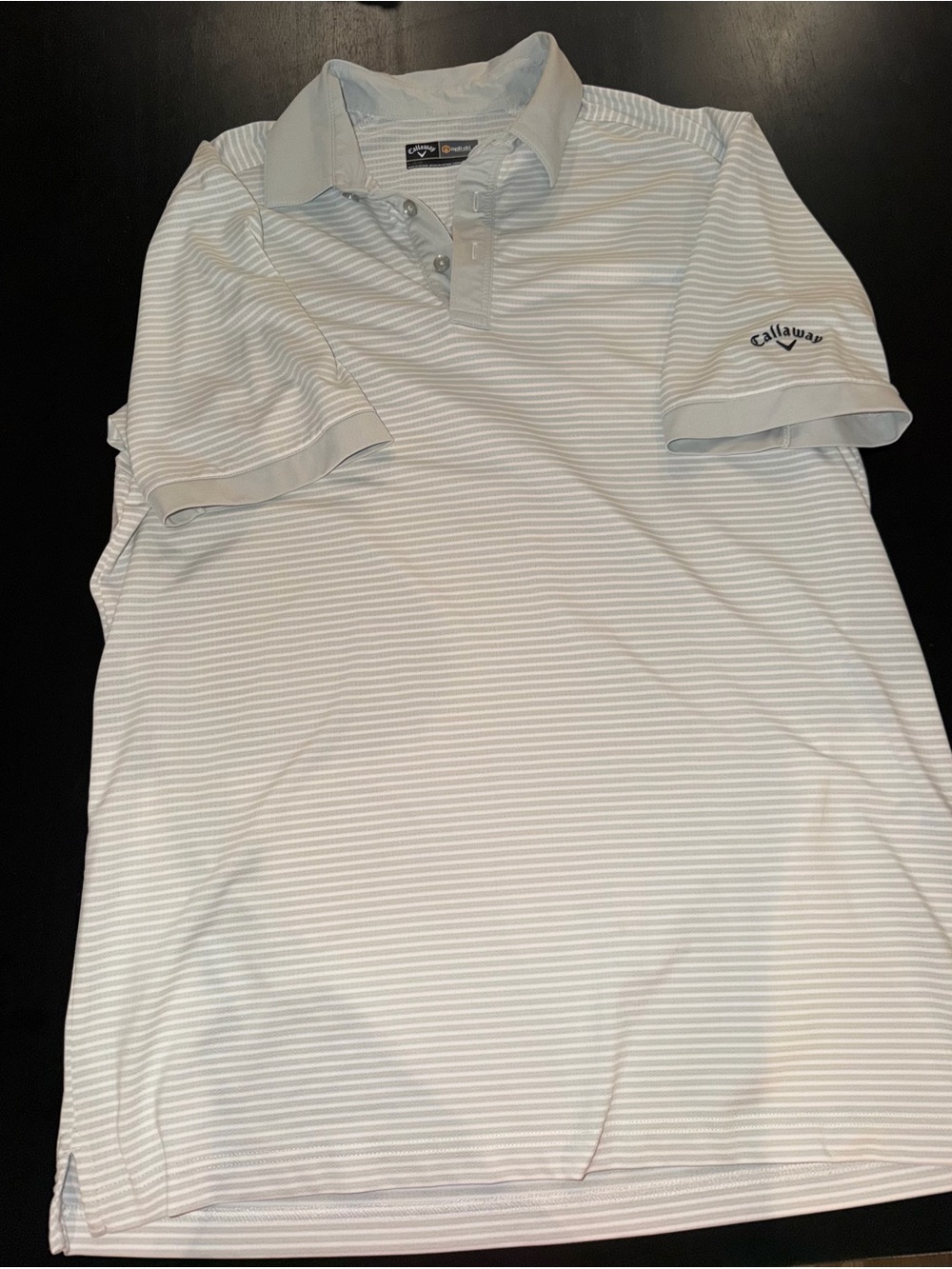 Callaway Men's Light Gray and White Striped Polo